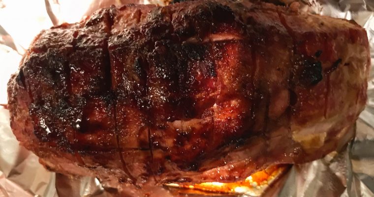 Traditionele ham uit de oven met honing/mosterd en pastinaak