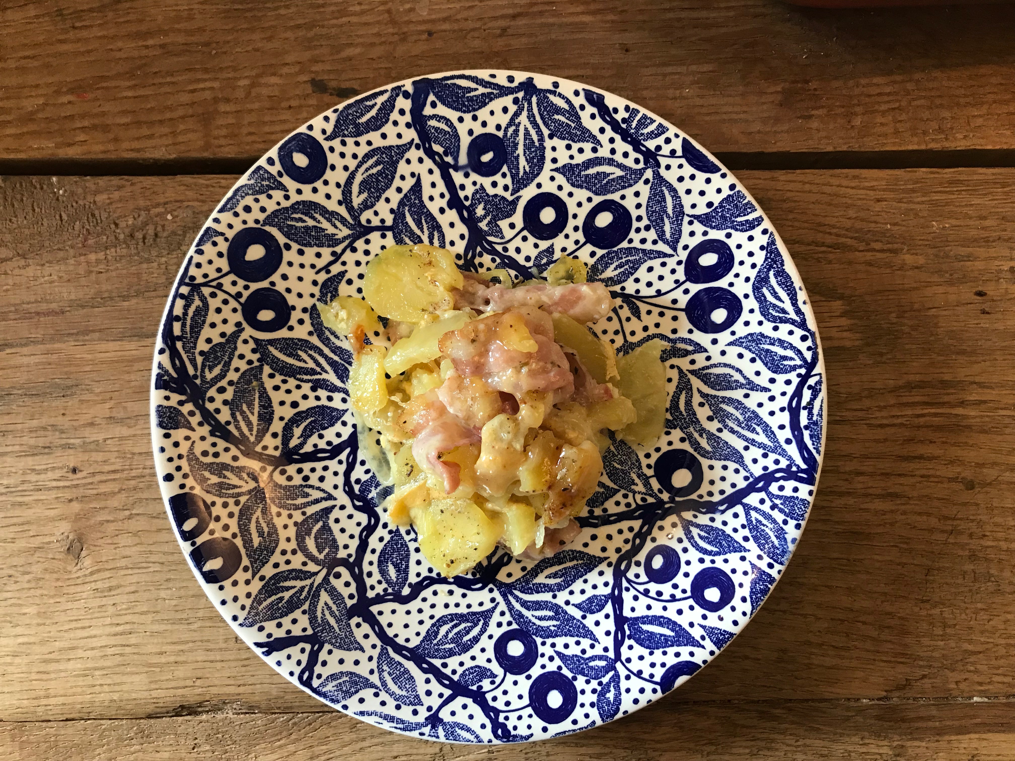 Tartiflette aardappels uit de oven met spek en reblochon